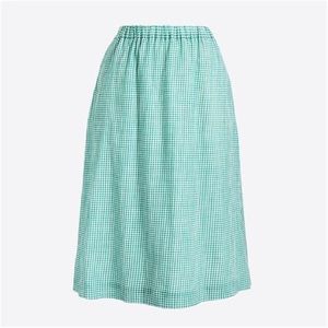 J. Crew Factory Crinkle Gingham Midi Skirt, size 0